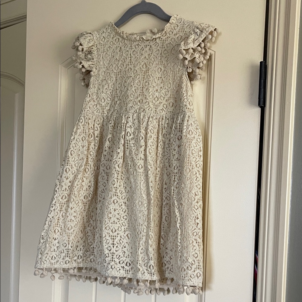 Charming Lace Kids Dress in Cream